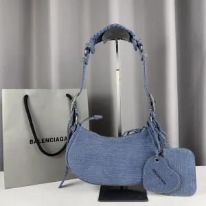 Balenciaga Le Cagole Shoulder Small Blue Denim 26cm
