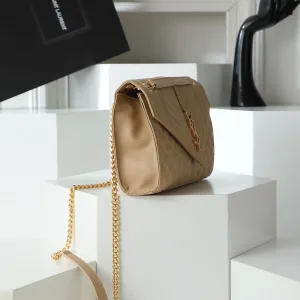Saint Laurent LouLou Shoulder Bag Medium Beige Gold Hardware Exact Size Unknown 096