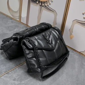Saint Laurent LouLou Shoulder Bag Medium Black Gold Hardware Exact Size Unknown 022