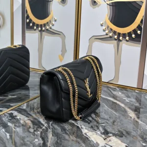 Saint Laurent LouLou Shoulder Bag Medium Black Gold Hardware Exact Size Unknown 036