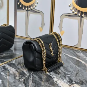 Saint Laurent LouLou Shoulder Bag Medium Black Gold Hardware Exact Size Unknown 037