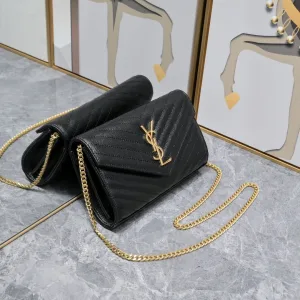 Saint Laurent LouLou Shoulder Bag Medium Black Gold Hardware Exact Size Unknown 064