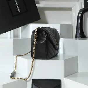 Saint Laurent LouLou Shoulder Bag Medium Black Gold Hardware Exact Size Unknown 082