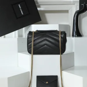 Saint Laurent LouLou Shoulder Bag Medium Black Gold Hardware Exact Size Unknown 083