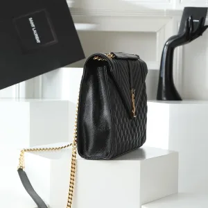 Saint Laurent LouLou Shoulder Bag Medium Black Gold Hardware Exact Size Unknown 093