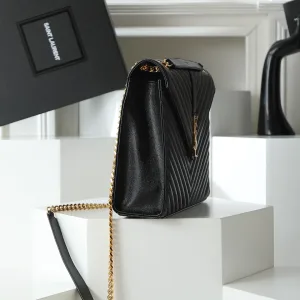 Saint Laurent LouLou Shoulder Bag Medium Black Gold Hardware Exact Size Unknown 095