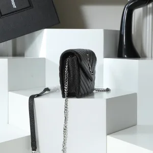 Saint Laurent LouLou Shoulder Bag Medium Black Gold Hardware Exact Size Unknown 123