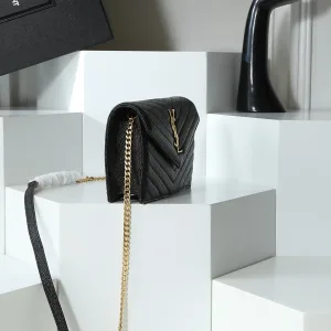 Saint Laurent LouLou Shoulder Bag Medium Black Gold Hardware Exact Size Unknown 124