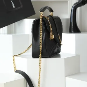 Saint Laurent LouLou Shoulder Bag Medium Black Gold Hardware Exact Size Unknown 226