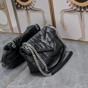 Saint Laurent LouLou Shoulder Bag Medium Black Silver Hardware Exact Size Unknown 023
