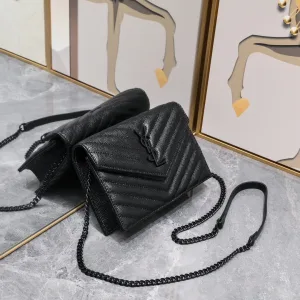 Saint Laurent LouLou Shoulder Bag Medium Black Silver Hardware Exact Size Unknown 034