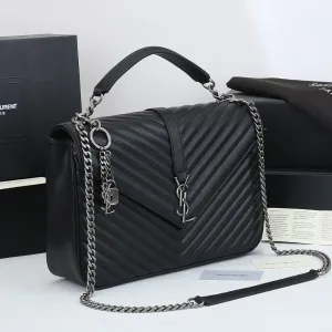 Saint Laurent LouLou Shoulder Bag Medium Black Silver Hardware Exact Size Unknown 040