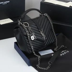 Saint Laurent LouLou Shoulder Bag Medium Black Silver Hardware Exact Size Unknown 042