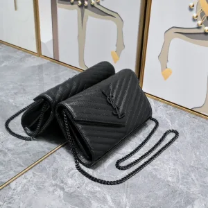 Saint Laurent LouLou Shoulder Bag Medium Black Silver Hardware Exact Size Unknown 065