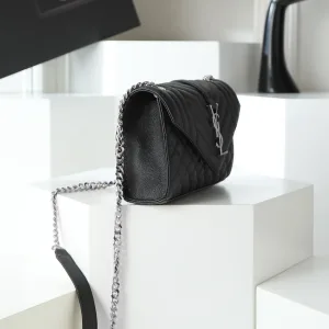 Saint Laurent LouLou Shoulder Bag Medium Black Silver Hardware Exact Size Unknown 088