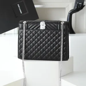 Saint Laurent LouLou Shoulder Bag Medium Black Silver Hardware Exact Size Unknown 094