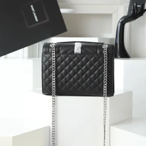Saint Laurent LouLou Shoulder Bag Medium Black Silver Hardware Exact Size Unknown 098