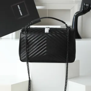 Saint Laurent LouLou Shoulder Bag Medium Black Silver Hardware Exact Size Unknown 225