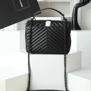 Saint Laurent LouLou Shoulder Bag Medium Black Silver Hardware Exact Size Unknown 227
