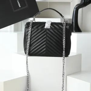 Saint Laurent LouLou Shoulder Bag Medium Black Silver Hardware Exact Size Unknown 229