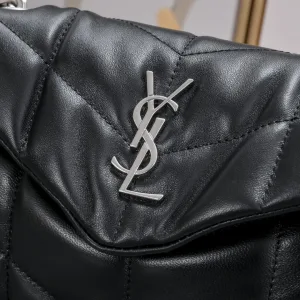 Saint Laurent LouLou Shoulder Bag Medium Gray Gold Hardware Exact Size Unknown 026