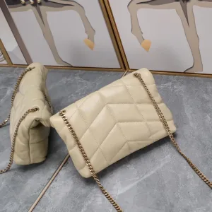 Saint Laurent LouLou Shoulder Bag Medium Gray Gold Hardware Exact Size Unknown 028