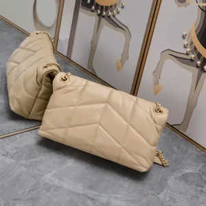 Saint Laurent LouLou Shoulder Bag Medium Tan Gold Hardware Exact Size Unknown 024