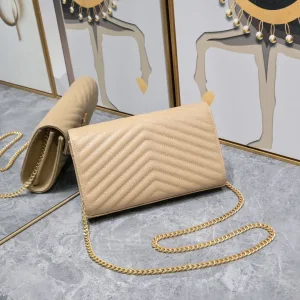 Saint Laurent LouLou Shoulder Bag Medium Tan Gold Hardware Exact Size Unknown 063