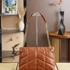 Saint Laurent Puffer Shoulder Bag Large Brown Gold Hardware Exact Size Unknown 238