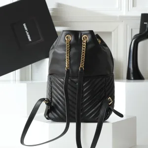 Saint Laurent Drawstring Shoulder Bag Medium Black Gold Hardware Exact Size Unknown 100