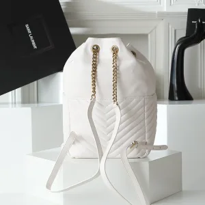Saint Laurent Drawstring Shoulder Bag Medium White Black Hardware Exact Size Unknown 101