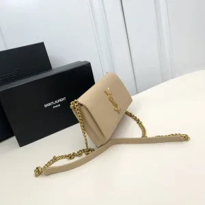 Saint Laurent Kate Chain Bag Small Beige Gold Hardware Exact Size Unknown 068