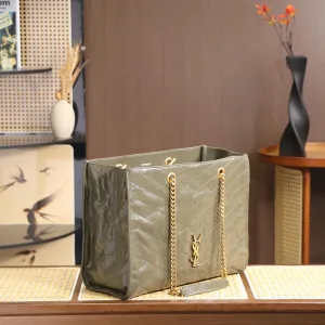 Saint Laurent Shopping Tote Bag Large Brown Gold Hardware Exact Size Unknown 242