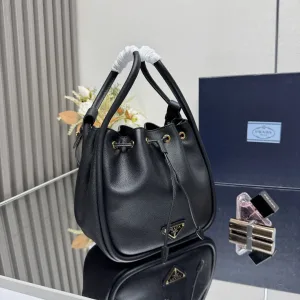 Prada Bucket Bag Medium Black Gold Hardware