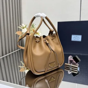 Prada Bucket Bag Medium Caramel Gold Hardware