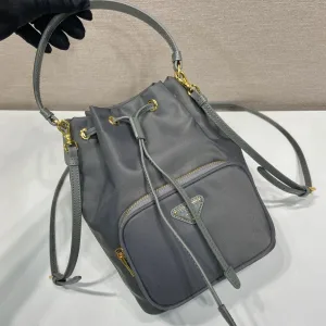 Prada Bucket Bag Small Gray Silver Hardware