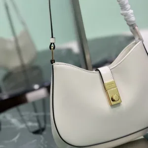 Prada Cleo Hobo Small White Gold Hardware