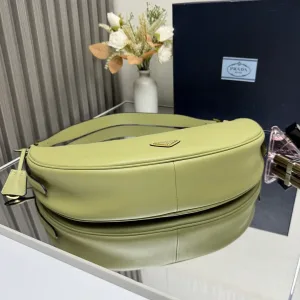 Prada Cleo Moon Bag Medium Light Green Silver Hardware