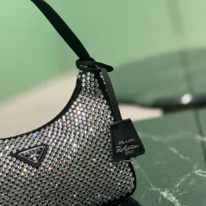 Prada Crystal Mini Bag Small Silver Gold Hardware