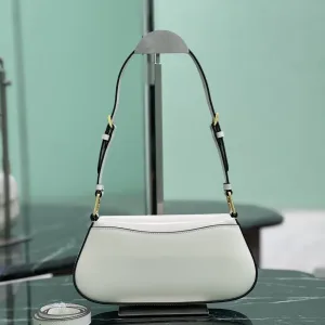 Prada Flap Shoulder Bag Small White Gold Hardware