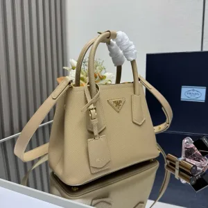 Prada Galleria Top Handle Medium Beige Gold Hardware