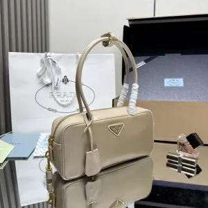 Prada Galleria Top Handle Small Beige Gold Hardware