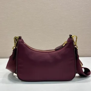 Prada Hobo Bag Small Burgundy Gold Hardware