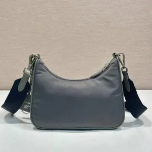 Prada Hobo Bag Small Charcoal Silver Hardware