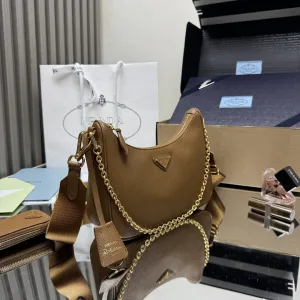 Prada Hobo Gift Set Small Caramel Gold Hardware