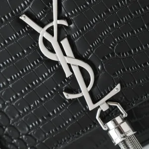 Saint Laurent Kate Chain Bag Small Black Silver Hardware Exact Size Unknown 114