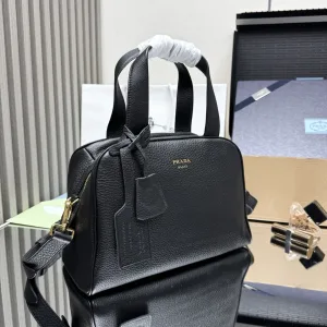 Prada Leather Backpack Medium Black Silver Hardware