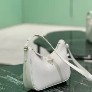 Prada Mini Hobo Small White Gold Hardware