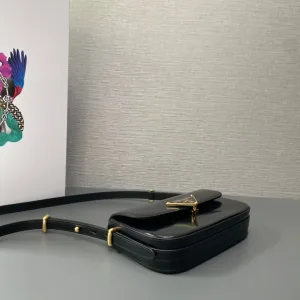 Prada Patent Camera Bag Small Black Gold Hardware