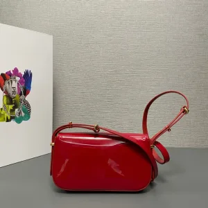 Prada Patent Leather Chain Bag Small Red Gold Hardware